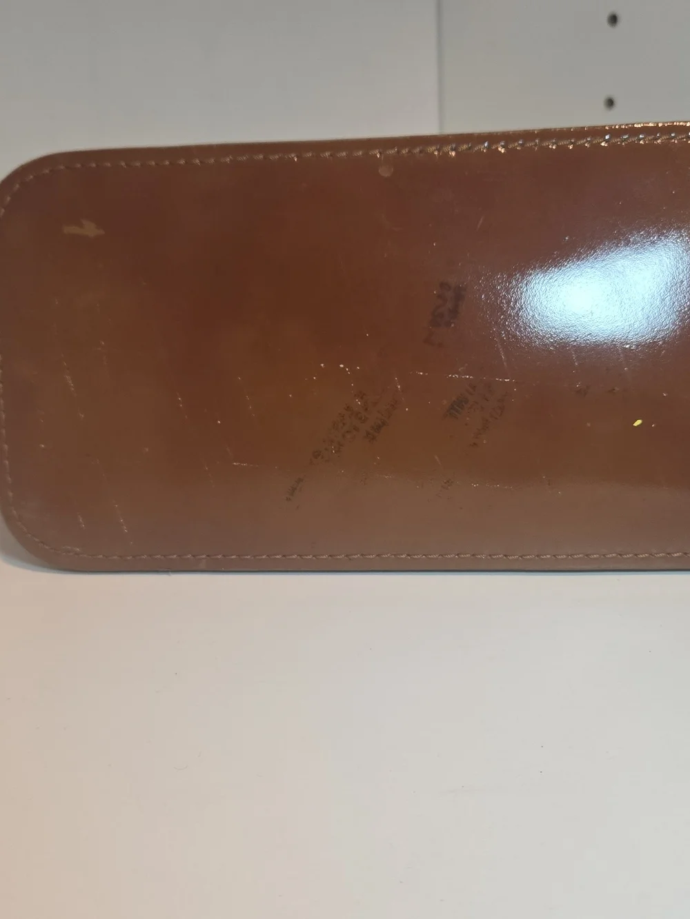 Dooney & Bourke Cognac Patent Leather Satchel with Gold Plaque
